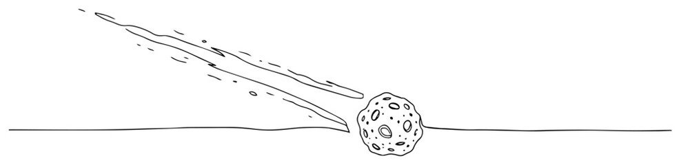 Falling meteor comet continuous line drawing minimalist space asteroid vector illustration astronomical impact concept © ----WWWLINE----