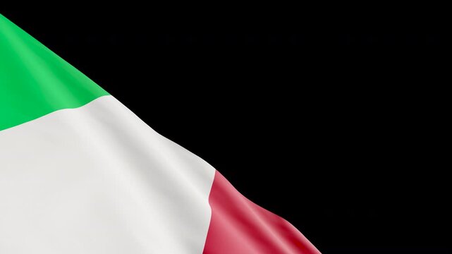 Italian Flag Waving with Alpha Channel Transparent Background