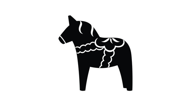 Dala horse silhouette against a white background