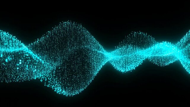 Glowing particle waves create dynamic motion with futuristic energy patterns