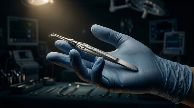 High Precision Microsurgery Tool on Gloved Hand 8K