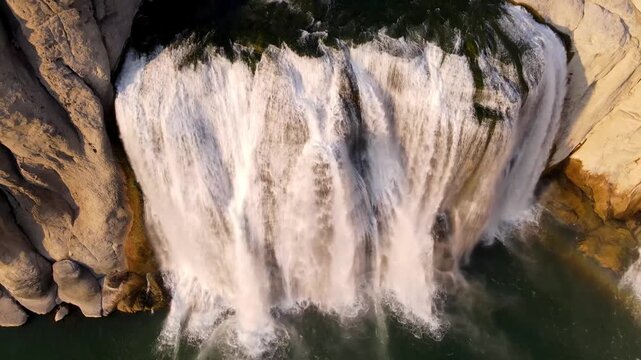 Aerial shot of the beautiful Shoshone Falls on the Snake River in Twin Falls Idaho