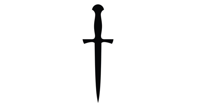 Medieval dagger with ornate hilt black silhouette