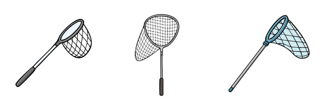 Set of assorted butterfly nets for outdoor nature exploration and insect catching