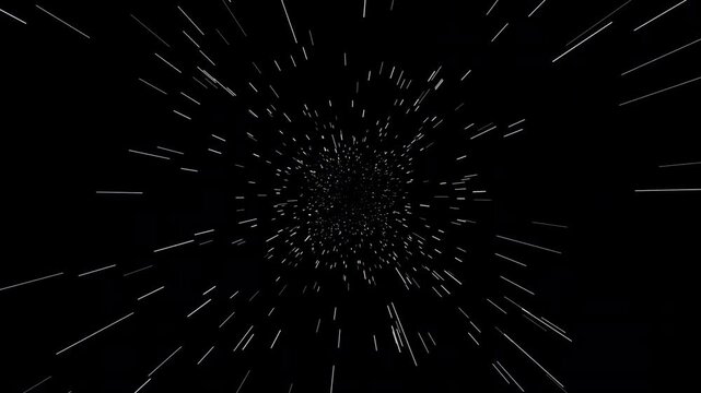 Cinematic Lightspeed Tunnel Animation with Star Streaks and Universe Warp Effect