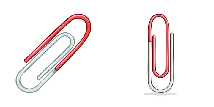 Set of Red and Silver Paper Clips Office Supplies