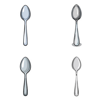 Set of four different spoon illustrations in a grid pattern