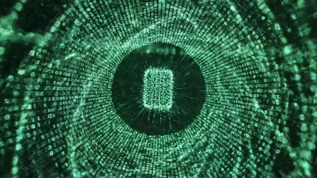 Futuristic data stream with glowing lines showing a digital landscape in real time