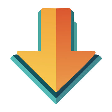 Flat design downward arrow icon