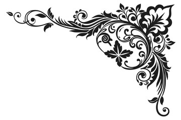Fototapeta premium a filigree heraldic crest calligraphic motif floral silhouette line art vector illustration