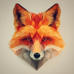 Obraz premium Minimalist Polygon Fox Logo: Angular Fox Face with Gradient Glow