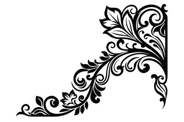 Fototapeta premium a filigree heraldic crest calligraphic motif floral silhouette line art vector illustration