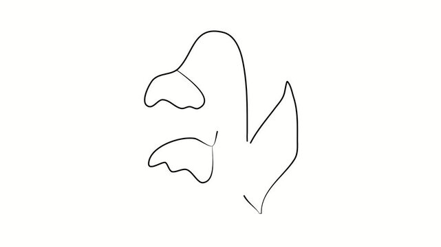 Flowers, gardening, vegetation. Contour drawing, silhouett animation. Continuous line. Isolated on white. Video 4k object illustration self-drawing. Object construction. Minimalist continuous line dra
