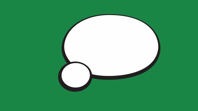 Comic Oval Dialogue Bubble with Circle Tail 2D Animation on Green Screen