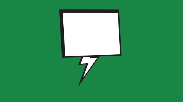 Comic Box Speech Bubble with Lightning Tail 2D Animation on Green Screen