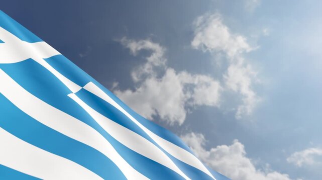 Greek Flag Waving with Copy Space