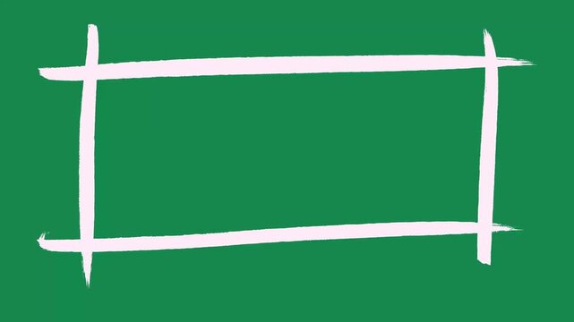 Hand Drawn White Frame Border with Blue Screen Center on Green Screen Background