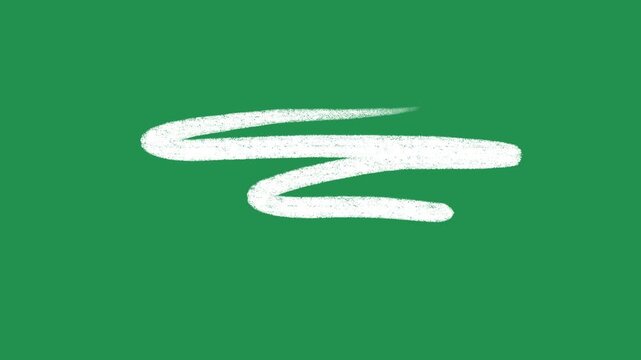 Hand Drawn White Swishing Motion Lines Animation on Green Screen Overlay