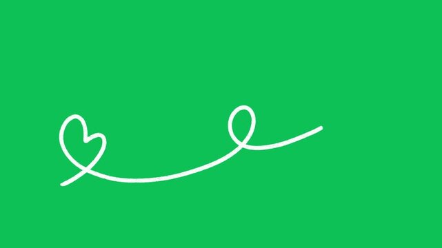 Hand Drawn White Loop Underline Divider Animation on Green Screen Overlay