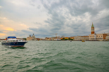 Obraz premium Italy, Venice, September 30, 2025, view of Venice from the water tram (vaporetto)