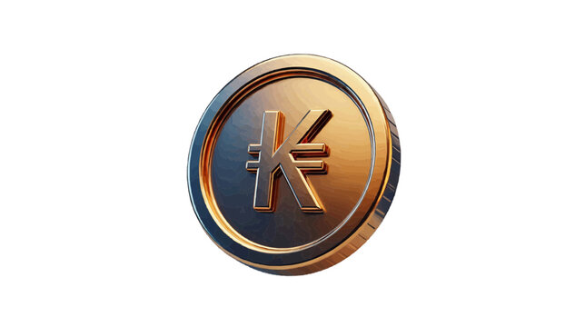Vector illustration of 3d render of a golden coin with the lao kip currency symbol on a transparent background