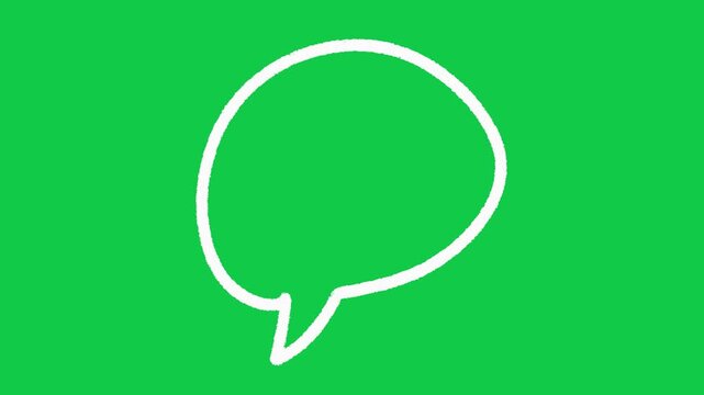 Hand Drawn White Speech Bubble Dialogue Animation on Green Screen Overlay