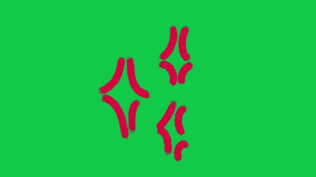 Hand Drawn Red Anime Anger Vein Symbol Animation on Green Screen Overlay