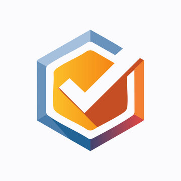 Hexagonal Check Mark Logo