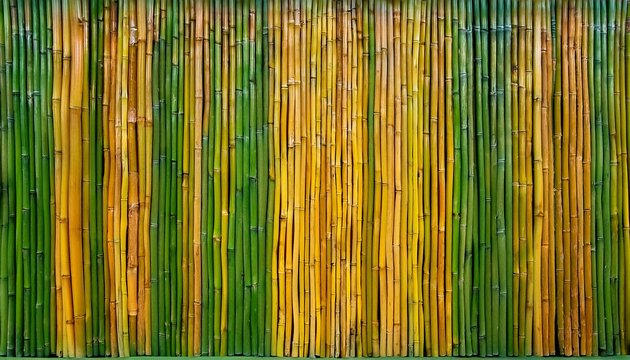 vertical light green and yellow bamboo sticks texture background natural pattern of bamboo poles used for wall decoration or fence eco friendly natural material for modern design and architecture