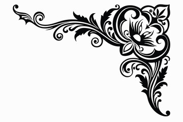 Fototapeta premium a filigree heraldic crest calligraphic motif floral silhouette line art vector illustration