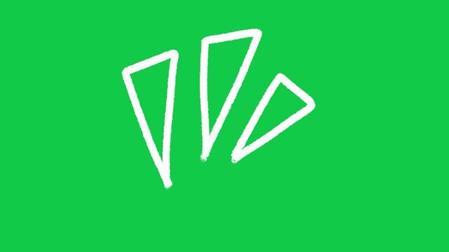 Hand Drawn Triple Triangle Shards Accent 2D Animation on Green Screen