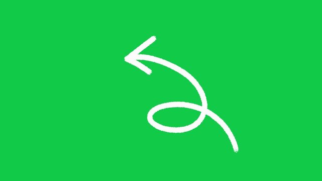 Hand Drawn Loop Back Arrow Left 2D Animation on Green Screen