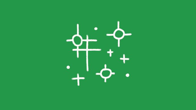 Hand Drawn Magic Sparkle and Twinkle Star Animation on Green Screen Overlay