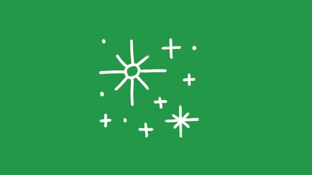 Hand Drawn Magic Sparkle and Twinkle Star Animation on Green Screen Overlay