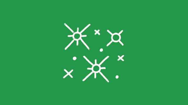 Hand Drawn Magic Sparkle and Twinkle Star Animation on Green Screen Overlay