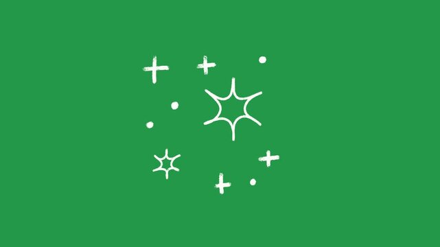 Hand Drawn Magic Sparkle and Twinkle Star Animation on Green Screen Overlay
