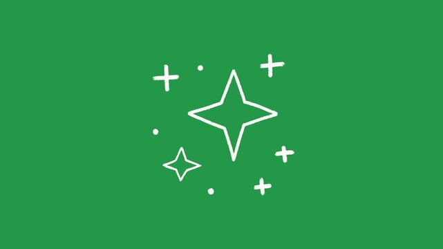 Hand Drawn Magic Sparkle and Twinkle Star Animation on Green Screen Overlay