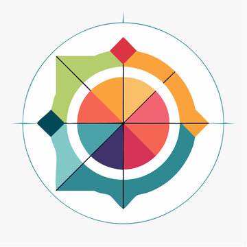 Colorful radar chart with compass rose elements