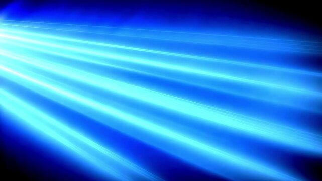 Light Blue Beams Moving Across Empty Black Background, Futuristic Glowing Light Rays Creating Dynamic Motion Graphics, Sci-Fi Energy Effects and Modern Abstract Visual Design