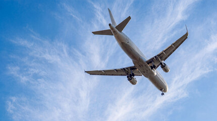 Fototapeta premium A long-haul passenger plane in the sky. A long comfortable flight. Air airlines