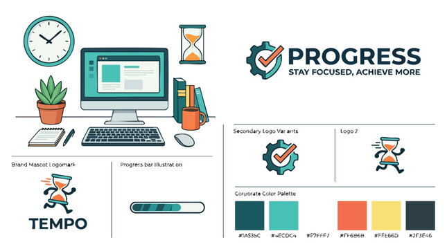 Progress and Productivity Concept with Business Elements.