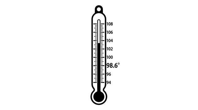 medical thermometer showing normal body temperature 98 6 degrees