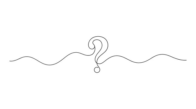 Dashed line decorative divider with central question mark question punctuation minimalist
