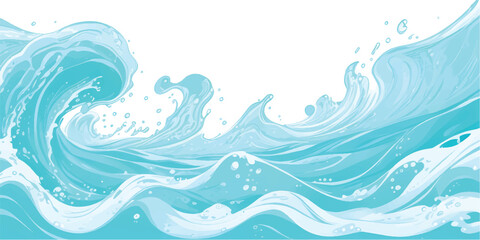Fototapeta premium Stylized ocean wave illustration vector design with light blue gradient perfect for background or decoration