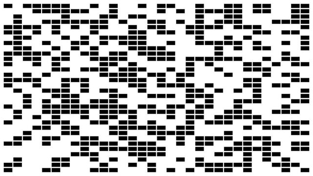Abstract Black Rectangle Blocks Appearing on White Background, Widescreen Digital Animation Loop, ideal for abstract motion graphics, data visualization, and tech design projects.