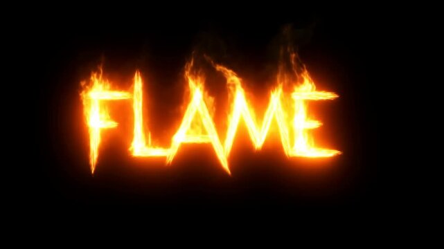 Dynamic fire text animation with burning flame typography on black background