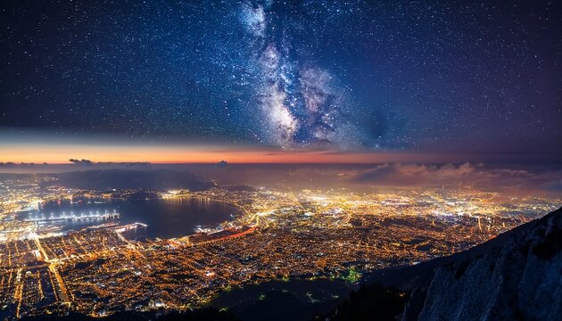 starry night over emea a captivating urban skyline with clouds embracing the european continent