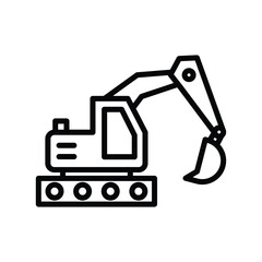 Naklejka premium Excavator line icon representing heavy machinery used for digging, earthmoving, demolition, and construction work. Suitable for engineering and industrial projects.