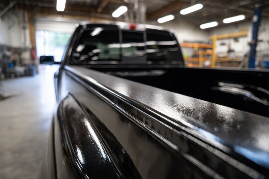 Glossy Polyurea Truck Bed Liner: High-Gloss Protective Coating Close-Up