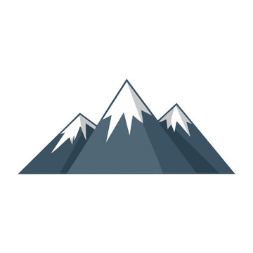 Flat design icon of a snow-capped mountain range